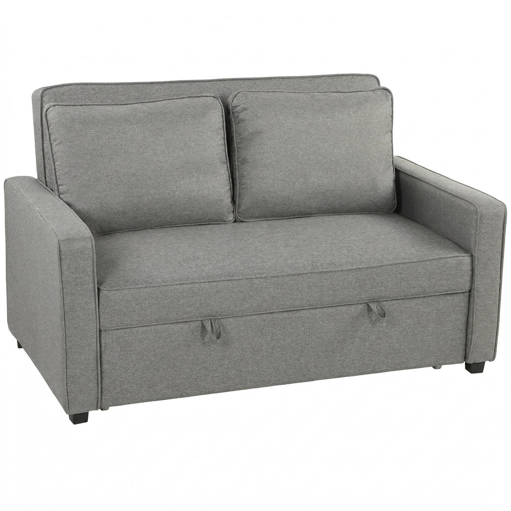 Divano Letto 2 Posti con Schienale Regolabile e Cuscini ¨C Zephmum ¨C Tessuto Grigio