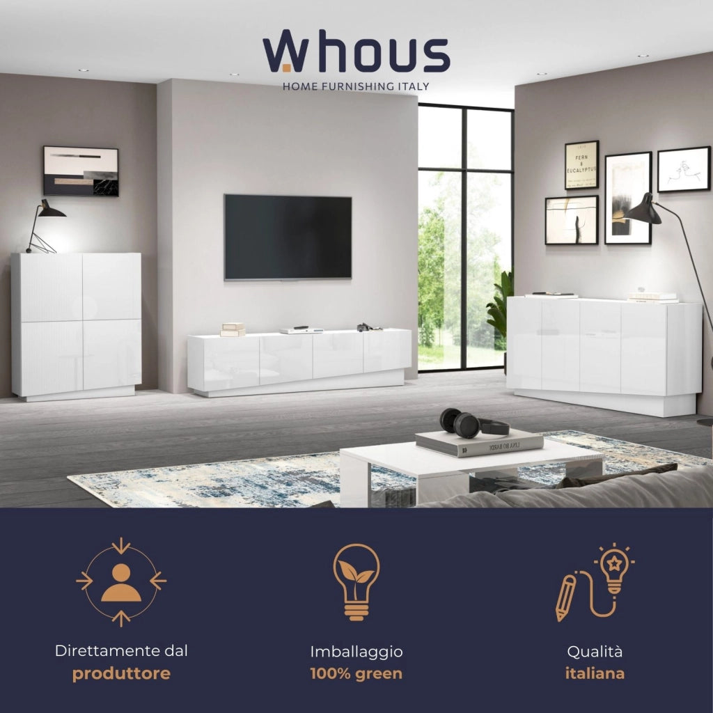 WHOUS Madia Vela con 4 ante colore bianco lucido 160x35x75,4 cm
