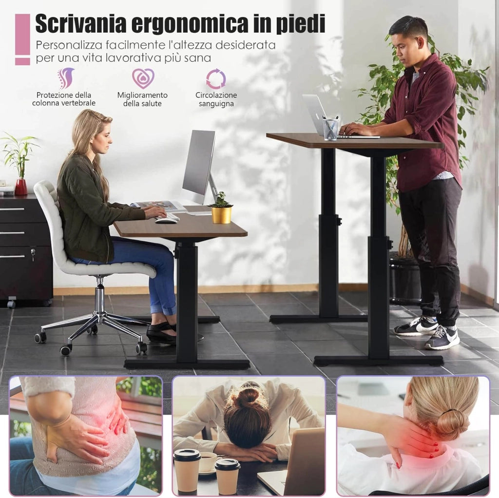 Scrivania Elettrica Regolabile in Altezza 73-122cm, 4 Postazioni di Memorie, Marrone Rustico
