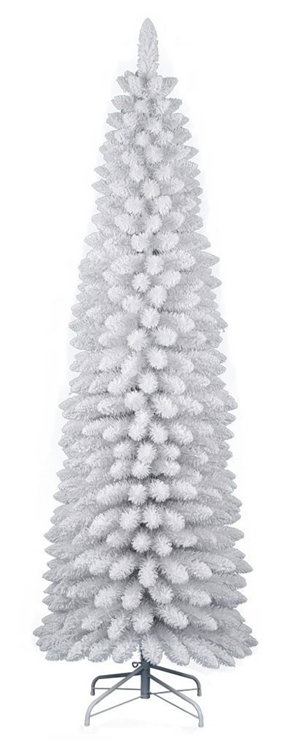 Albero di Natale  Artificiale Slim Floccato Realistico Innevato 210 cm 442 Rami Bianco Effetto Neve