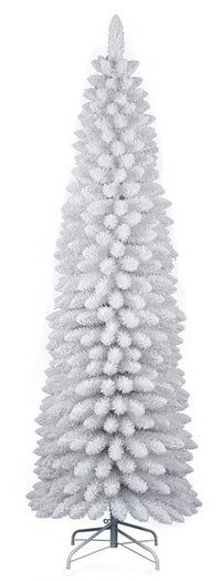 Albero di Natale  Artificiale Slim Floccato Realistico Innevato 210 cm 442 Rami Bianco Effetto Neve