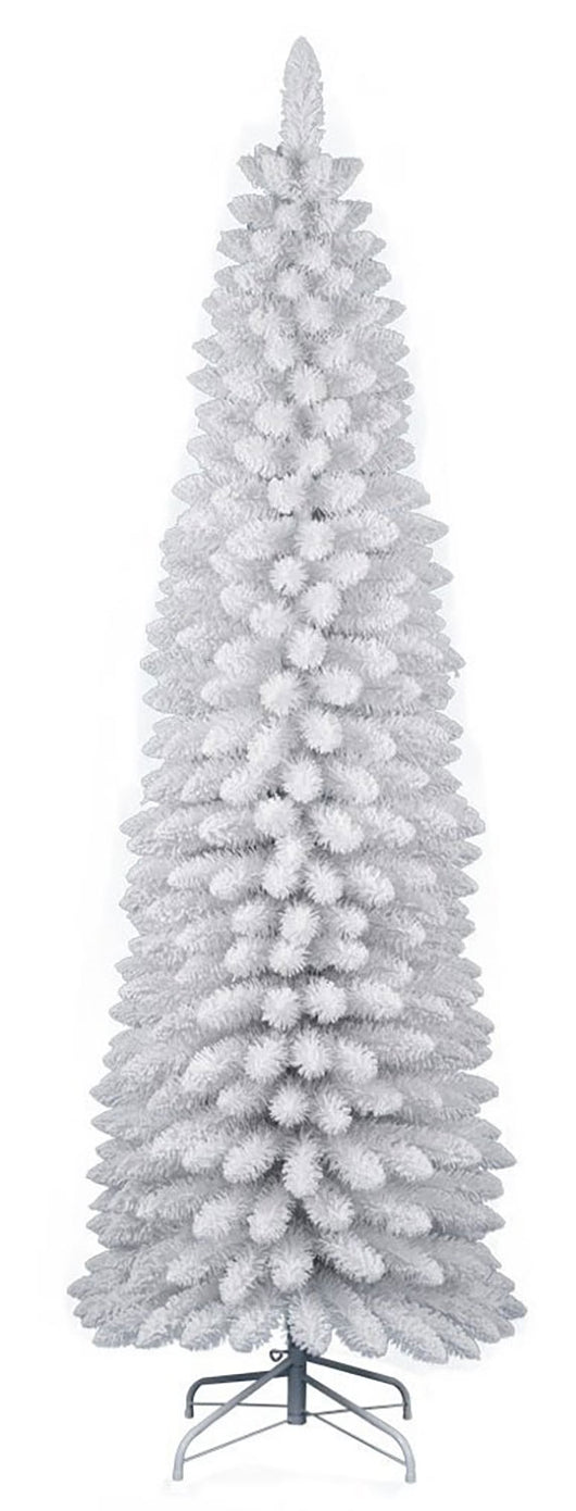 Albero di Natale  Artificiale Slim Floccato Realistico Innevato 210 cm 442 Rami Bianco Effetto Neve
