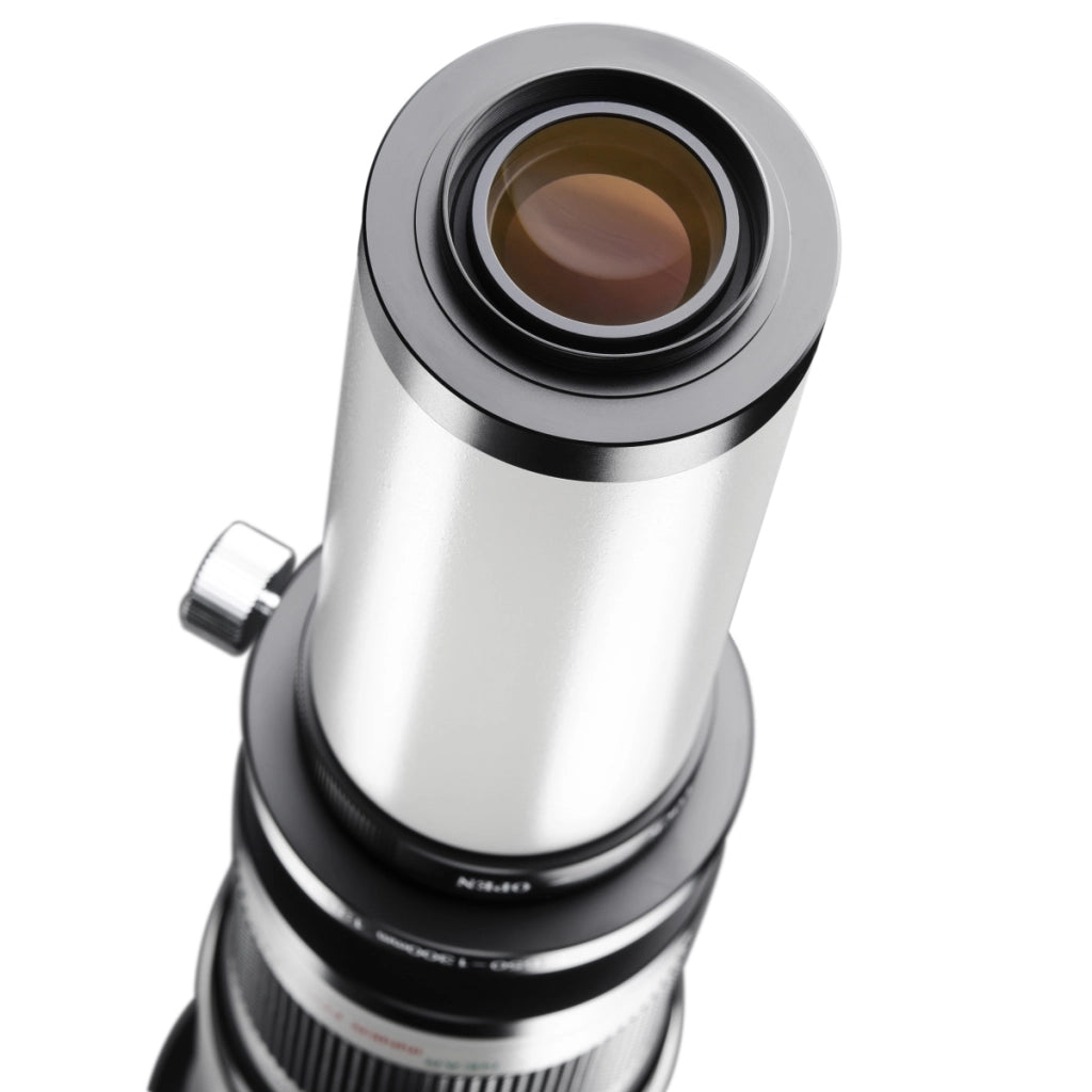 Teleobiettivo 650-1300mm 1:8-16 CSC compatibile con Sony E – Focus manuale, obiettivo zoom tele per full-frame e Sensore APS-C – incl. coperchio e custodia
