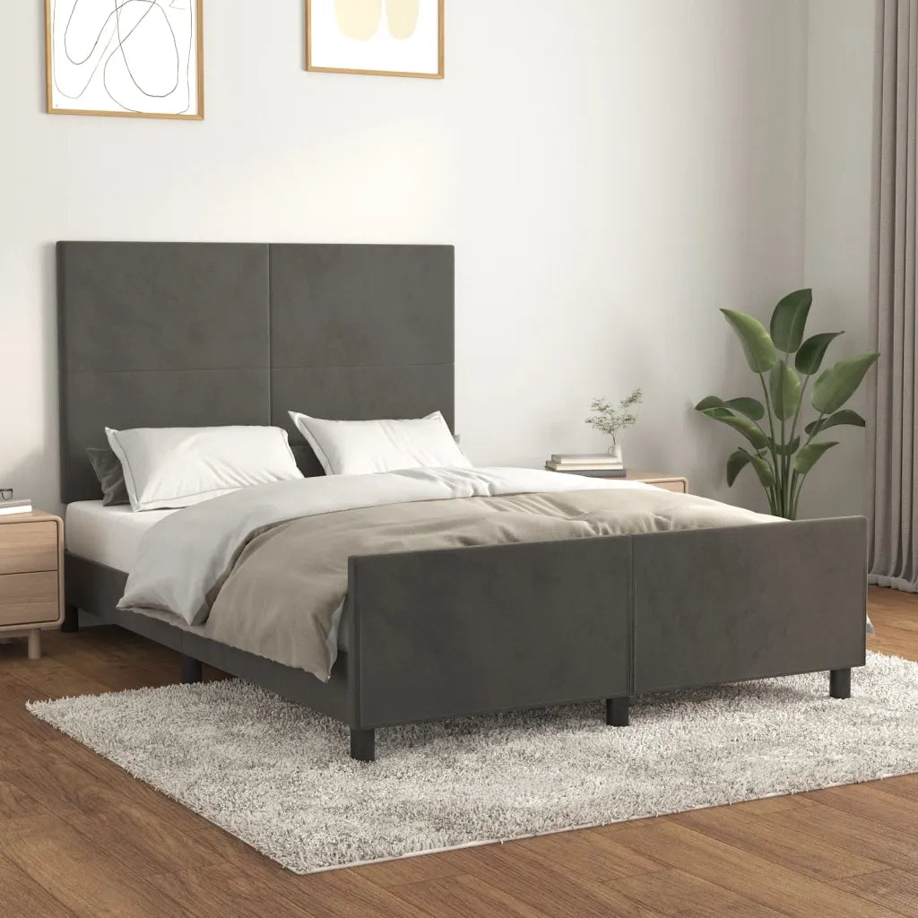 Giroletto senza Materasso Grigio Scuro 140x200 cm Velluto 3125636