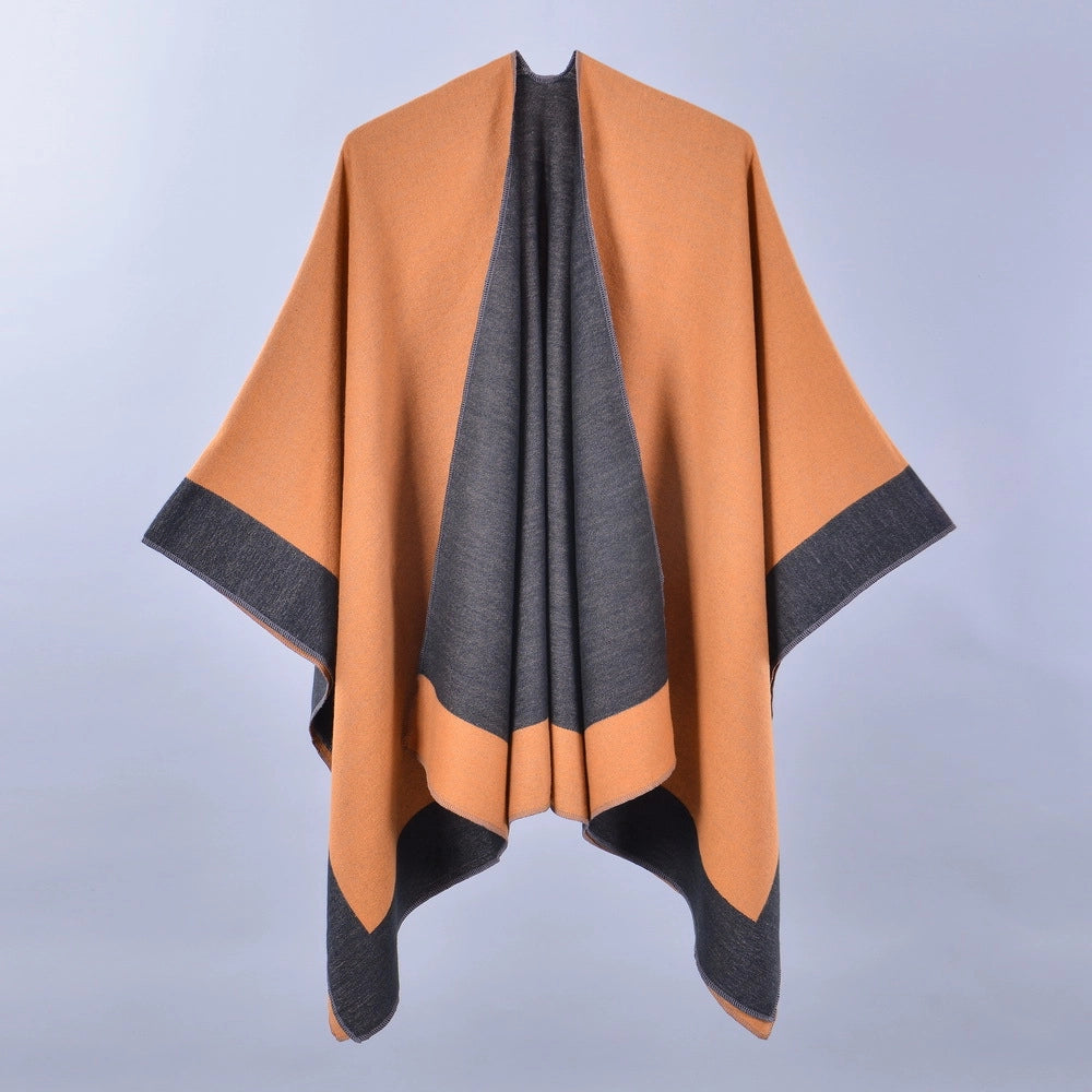 Nuova sciarpa da donna, scialle, mantella alla moda in cashmere tinta unita con spacco
