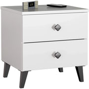 Comodino AKORD MOBI color bianco con 2 cassetti L40 x H43 x P37 cm