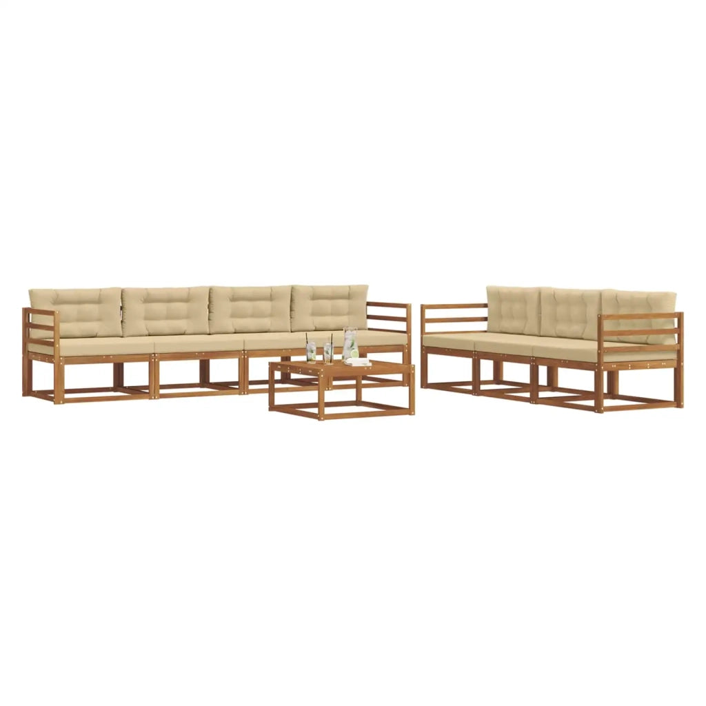 Set di divani da esterno con cuscino 8 pcs Naturale e Beige 3367286