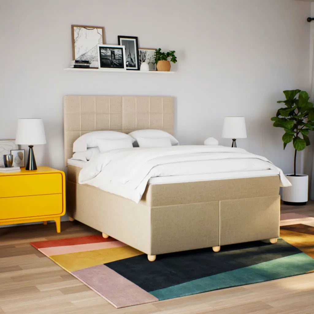 Giroletto a Molle con Materasso Crema 140x200 cm in Tessuto 3291308