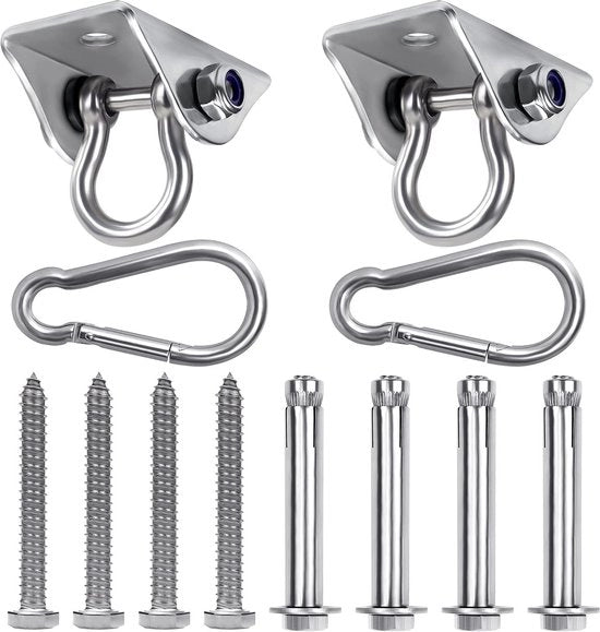 Haken schommel per 2 pezzi in acciaio inossidabile per set in calcestruzzo e legno - carico 450 kg - set schiocco per yoga, sedile per lettino, zaini schiocco
