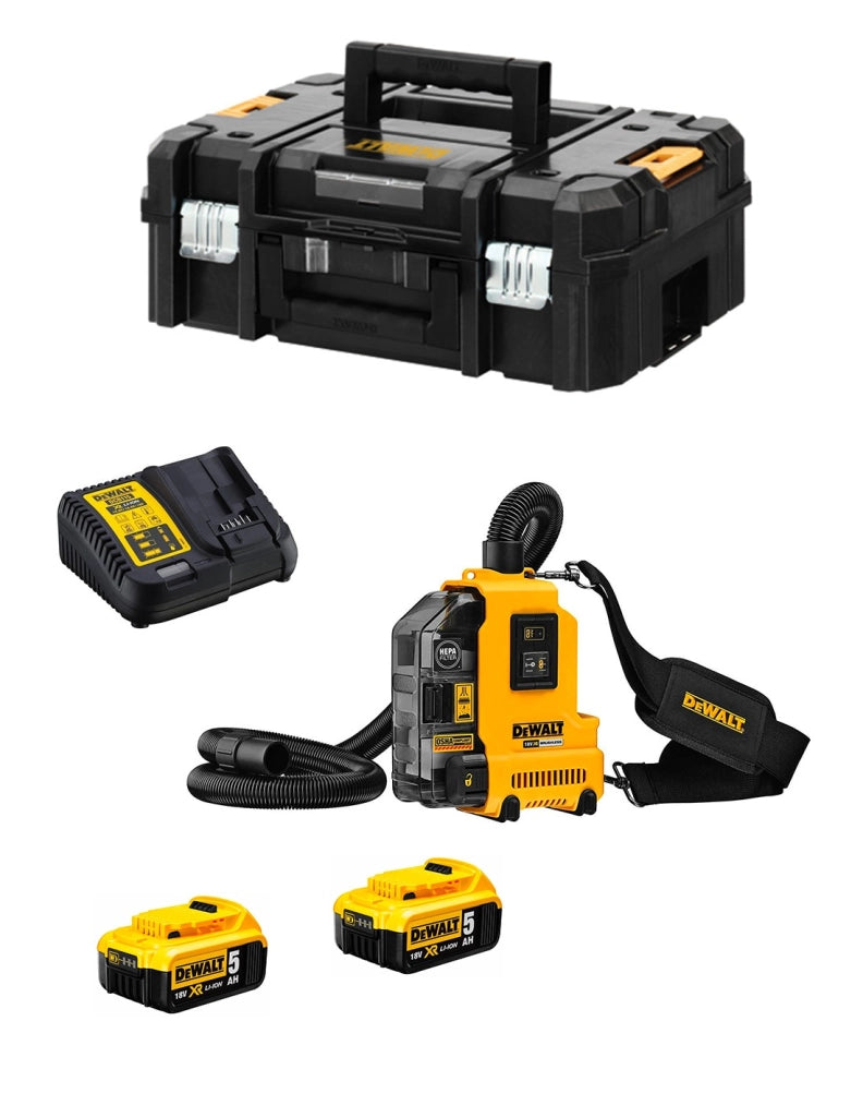 Aspirapolvere DeWALT DWH161P2T (2 x 5,0 Ah + DCB115 + TSTAK II)