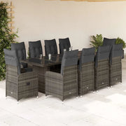 Set Bistrò da Giardino 11 pz con Cuscini in Polyrattan Grigio 3277282