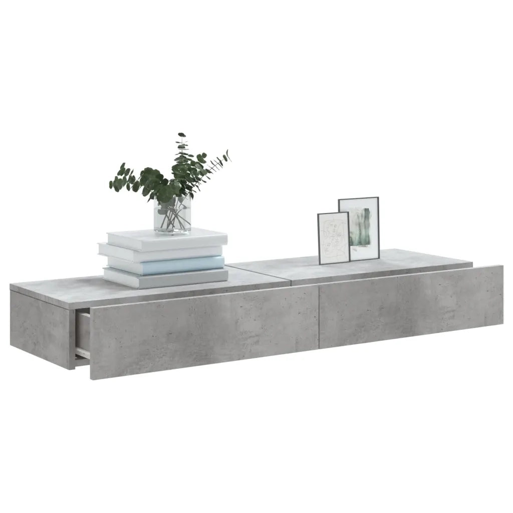 Mobili Porta TV con Luci LED 2 pz Grigio Cemento 60x35x15,5 cm 842893