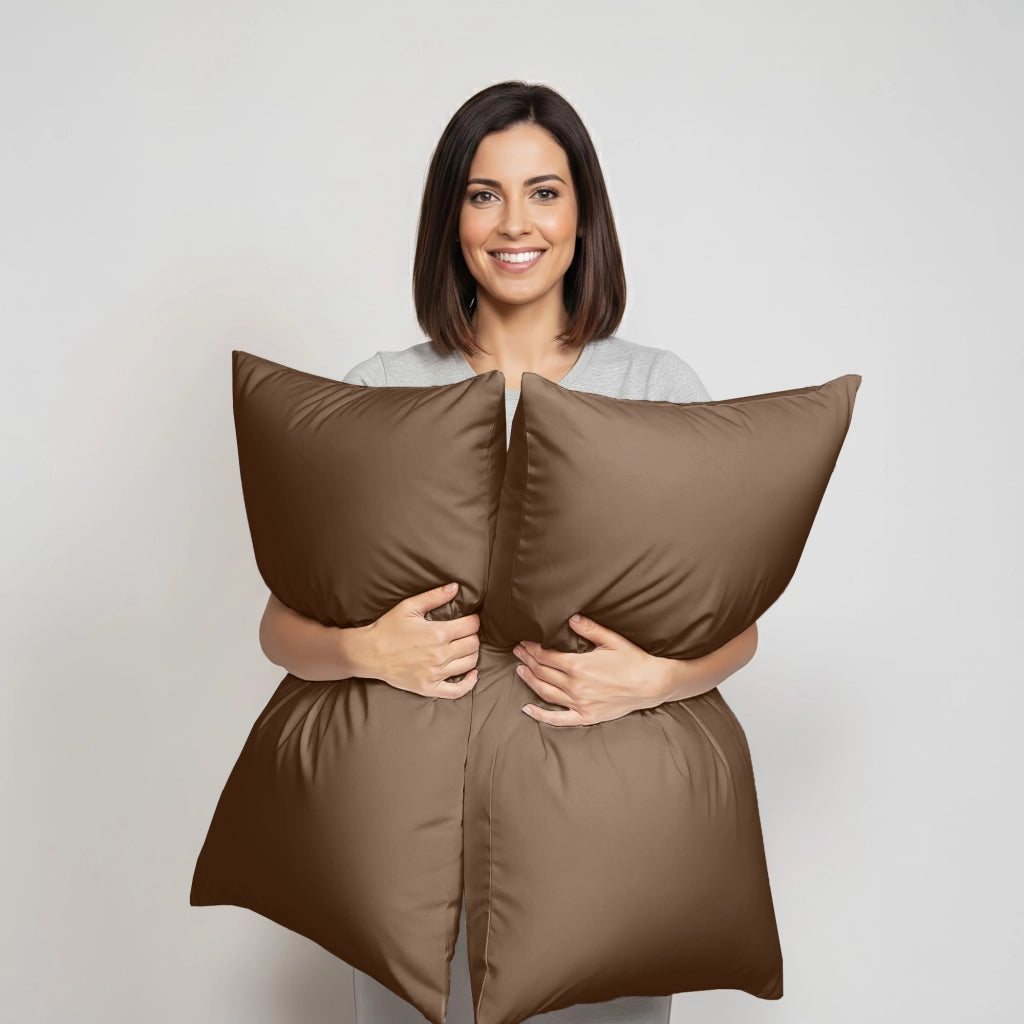 Coppia Federe per Cuscino 50x80 cm in  con Patella – Morbide, Traspiranti,– Tinta Unita, Lavabili  Cioccolato