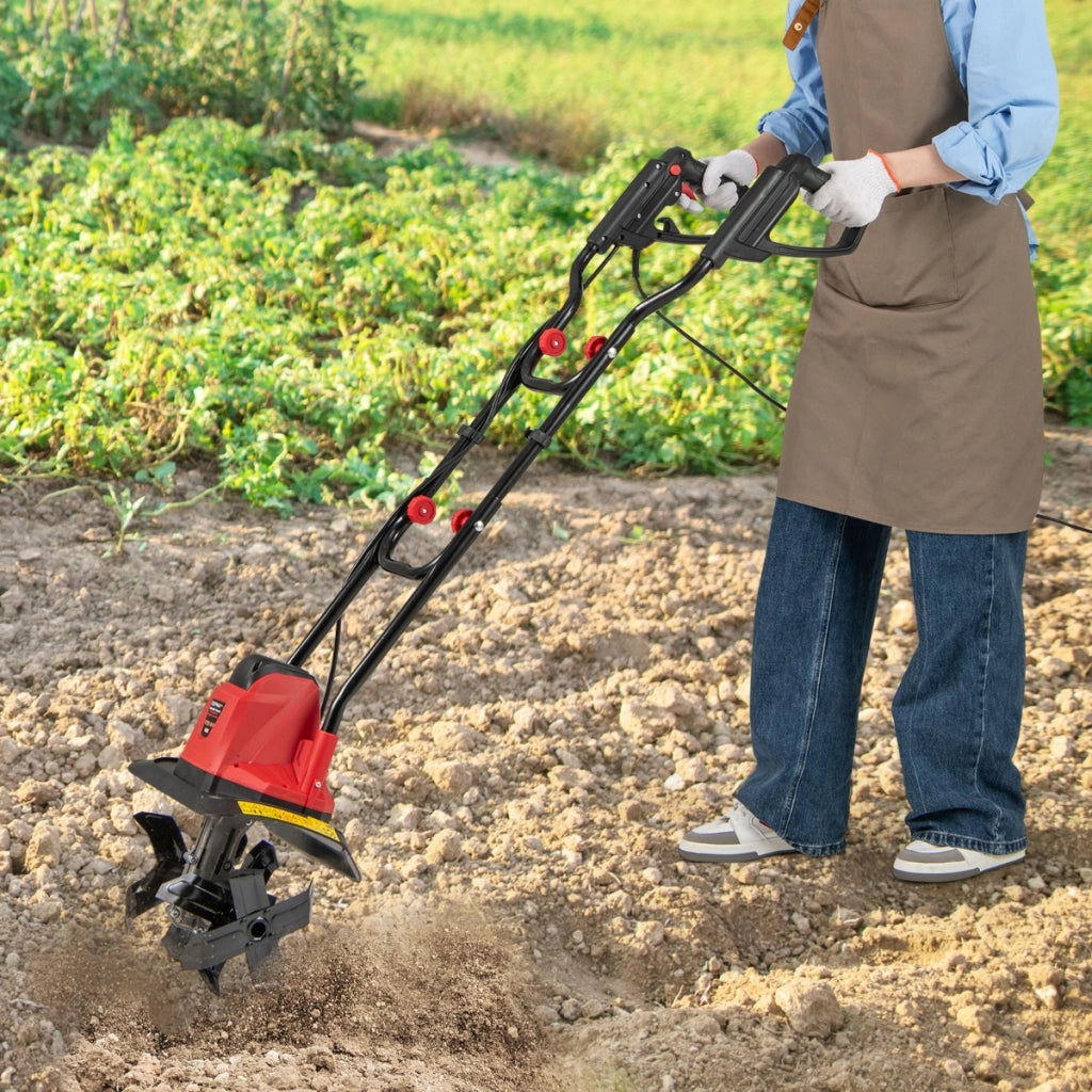 Motocoltivatore da giardino pieghevole con larghezza, Motozappa elettrica a filo di lavoro 32cm e profondit¨¤ 22cm Rosso