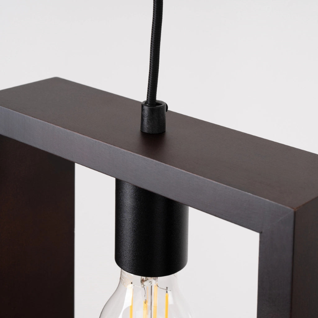 Lampada sospensione CELARO nera legno wengé E27 Pure Lume