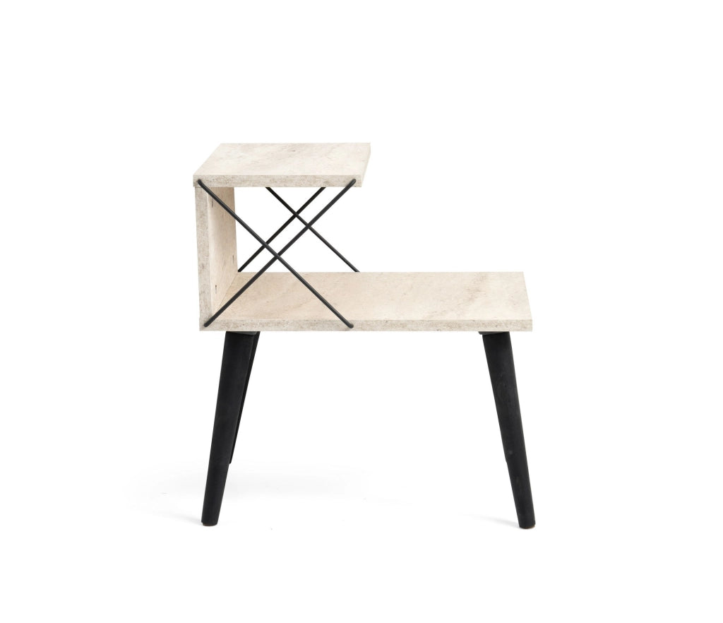 Comodino in legno "Cross" 50 x 40 x 55 cm - Travertino