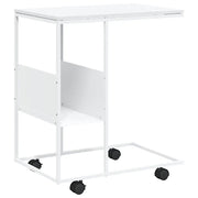 Tavolino da salotto | Tavolino da caff¨¨ | Tavolino da Soggiorno con Ruote Bianco 55x36x63,5cm in Legno Multistrato