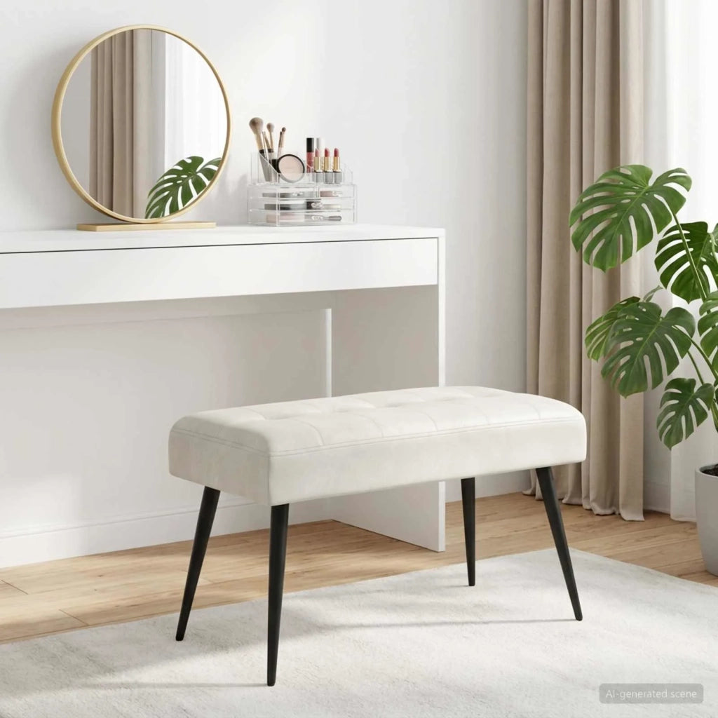Panchina con bottoni imbottiti Crema 80 x 40 x 46 cm Velluto 42038523