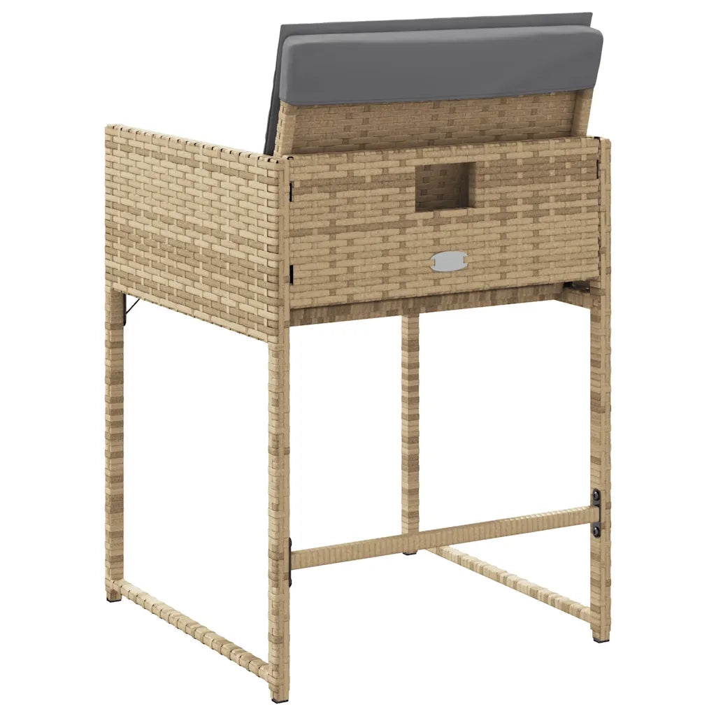 Sedie da Giardino con Cuscini 4 pz | Sedie da Esterno Beige Misto in Polyrattan