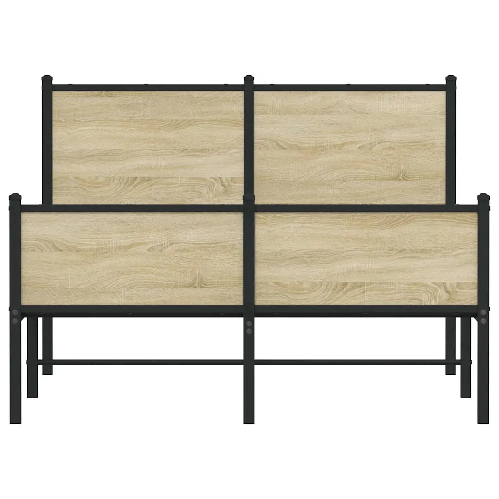 Letto matrimoniale | Letto per adulti | Giroletto senza Materaso in Metallo Rovere Sonoma 120x200 cm