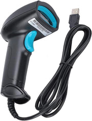 Lettore a Barcodescanner 1D/2D QR-lettore a Barcodescanner a Mano 360 ° Lettura di Codici a Strisce USB Connettività a Cavo Resistenze per la Rilevazione dei Sistemi POS per Supermercati Magazzino (Nero e Blu)