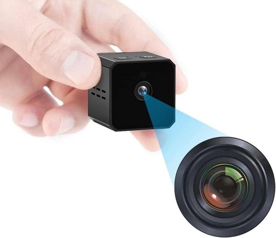 Cassa di Sorveglianza - Camera di Sorveglianza Portatile Mini con Visione Notturna e Rilevamento Movimento - 1080p HD, Per Ambiente Interno e Esterno