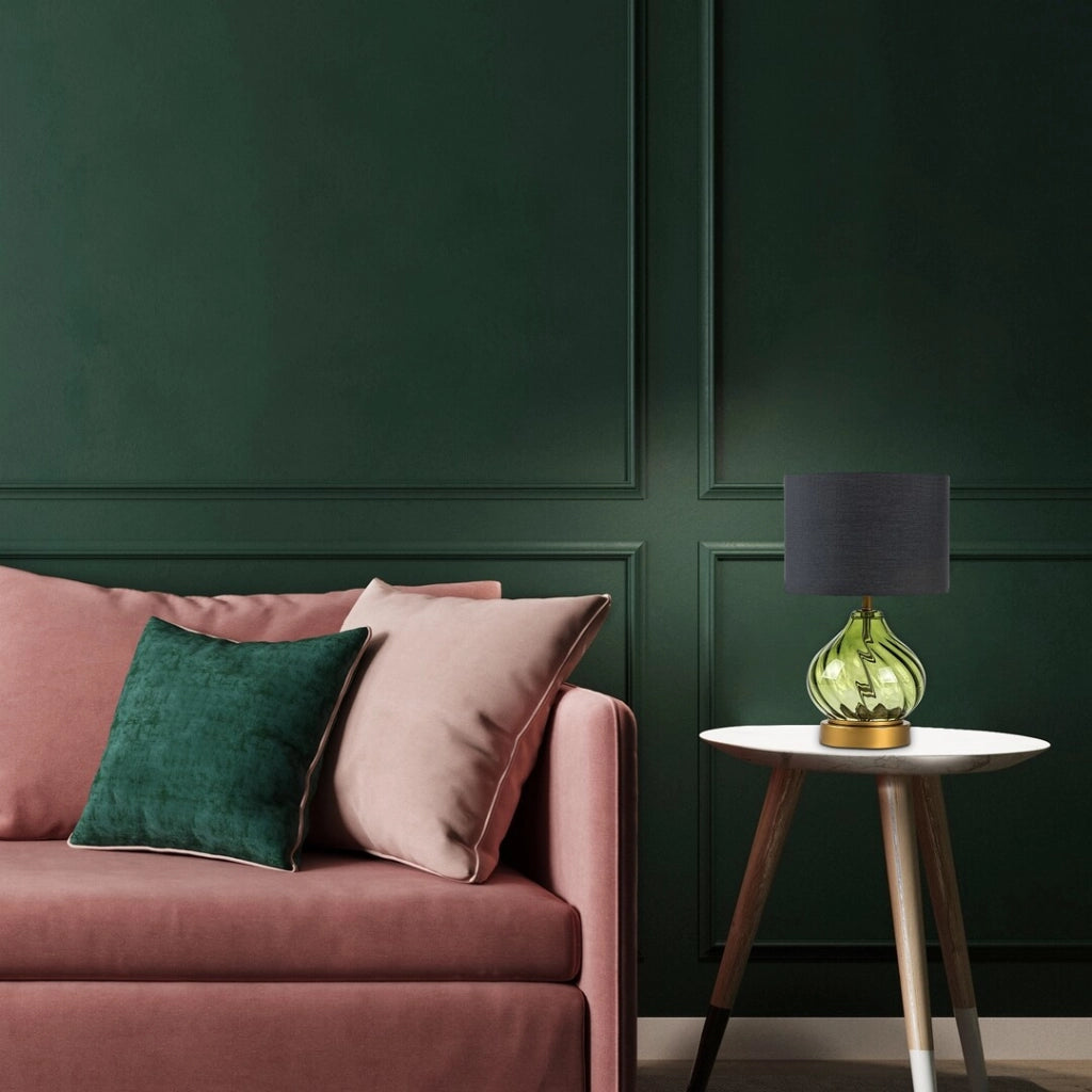 Lampada da tavolo Rabalux Pirelo vetro verde E14 nero