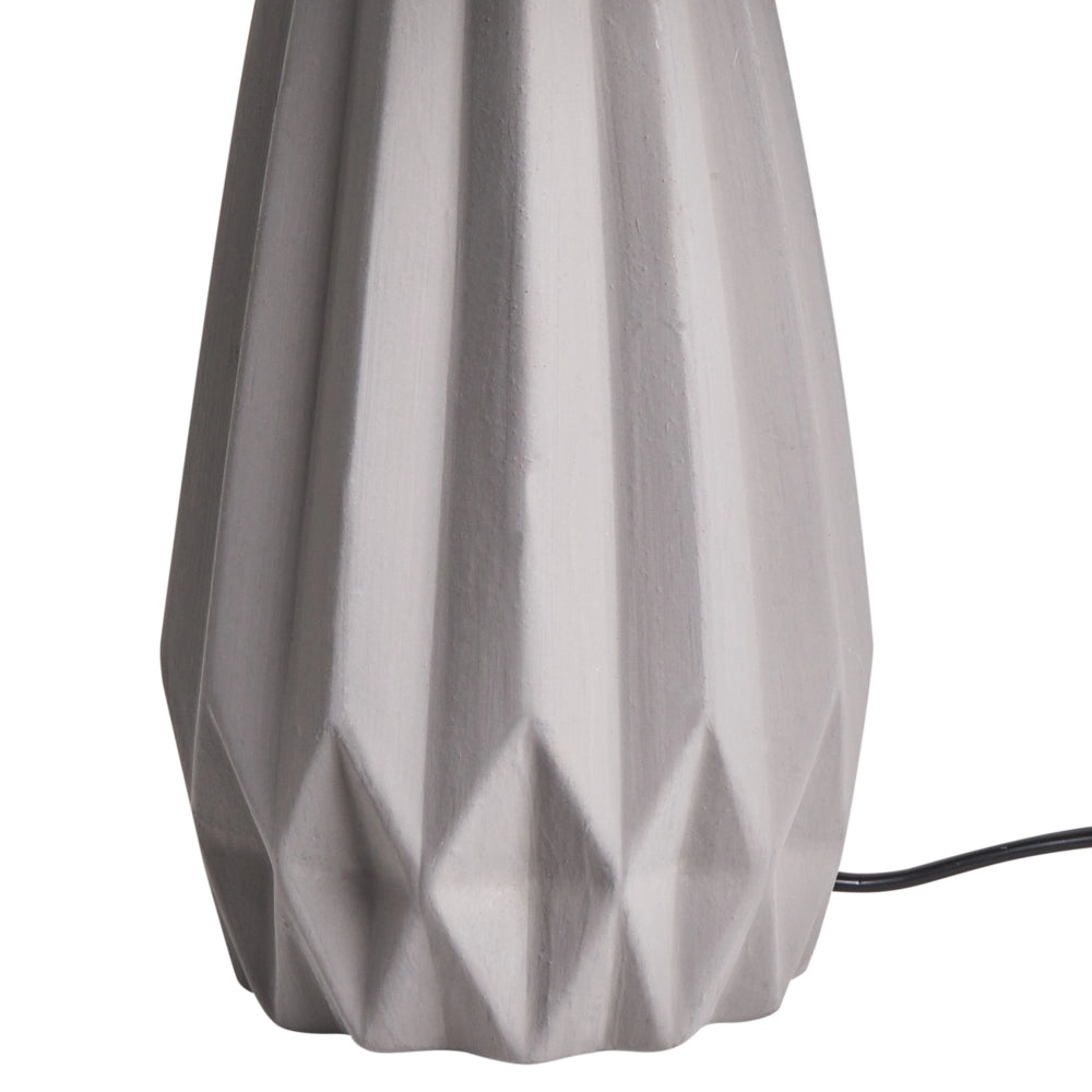 Lampada da tavolo con base in ceramica grigia e paralume in lino, stile moderno e contemporaneo, per soggiorno e camera da letto