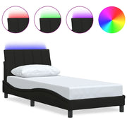 Letto singolo | Letto per adulti | Giroletto senza Materasso Hanko Nero 90x200 cm in Tessuto