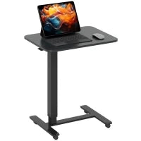 Scrivania con Altezza Regolabile, con 4 Ruote, a Forma di C, 65 cm x 48 cm x 70-110 cm, Nero