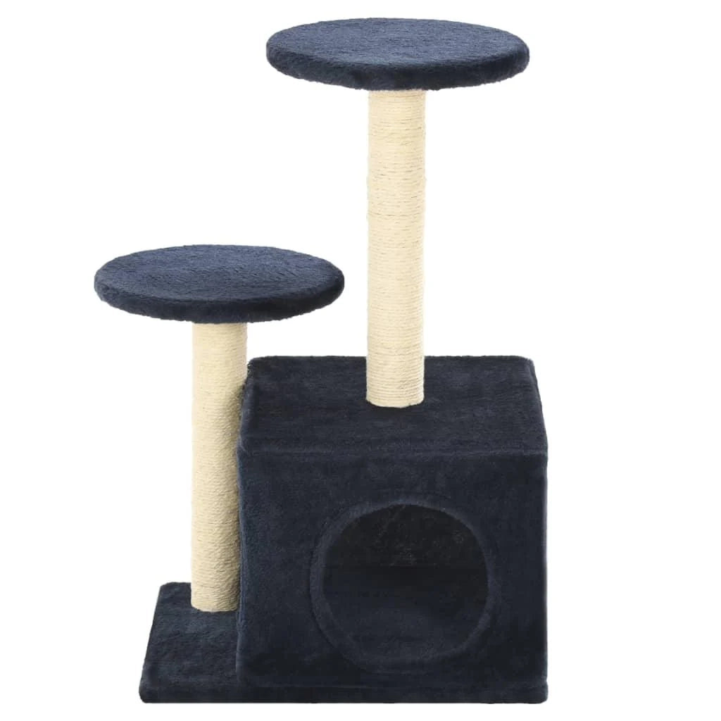 Tiragraffi albero per gatti cuccia per gatti peluche in sisal 60 cm blu scuro 3702127
