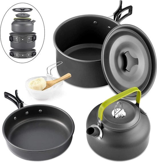 Set di Cucina da Campeggio, Pannelli da Cottura da Campeggio, 10-Pezzi di Cucina da Campeggio Opaca, FDA Certificato