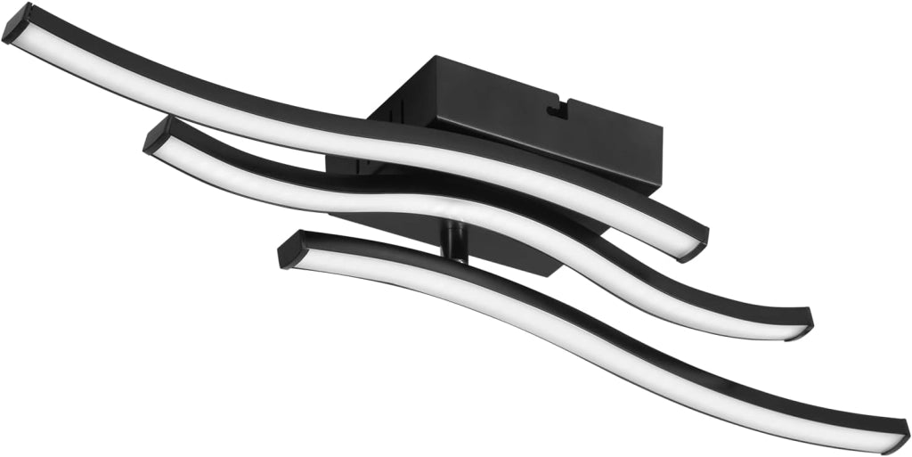 ZMH Lampada da soffitto plafoniera LED 18W nera moderna design ondulato per cucina soggiorno corridoio
