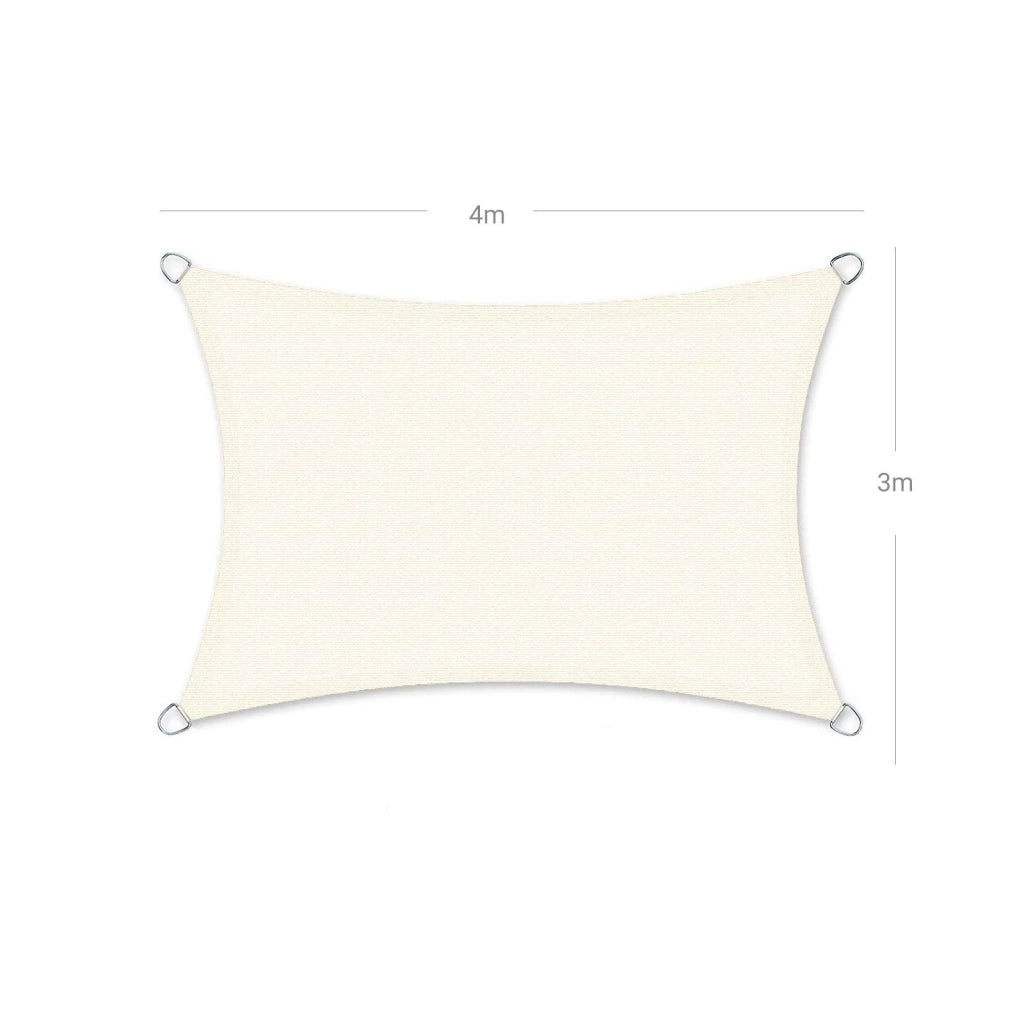 Vela ombreggiante in HDPE protezione solare protezione UV traspirante per giardino e balcone 3 x 4 m permeabile all'acqua beige 12_0001736
