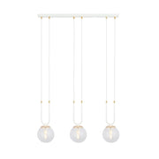 Lampada a sospensione GLAM in acciaio bianco e vetro con dettagli oro