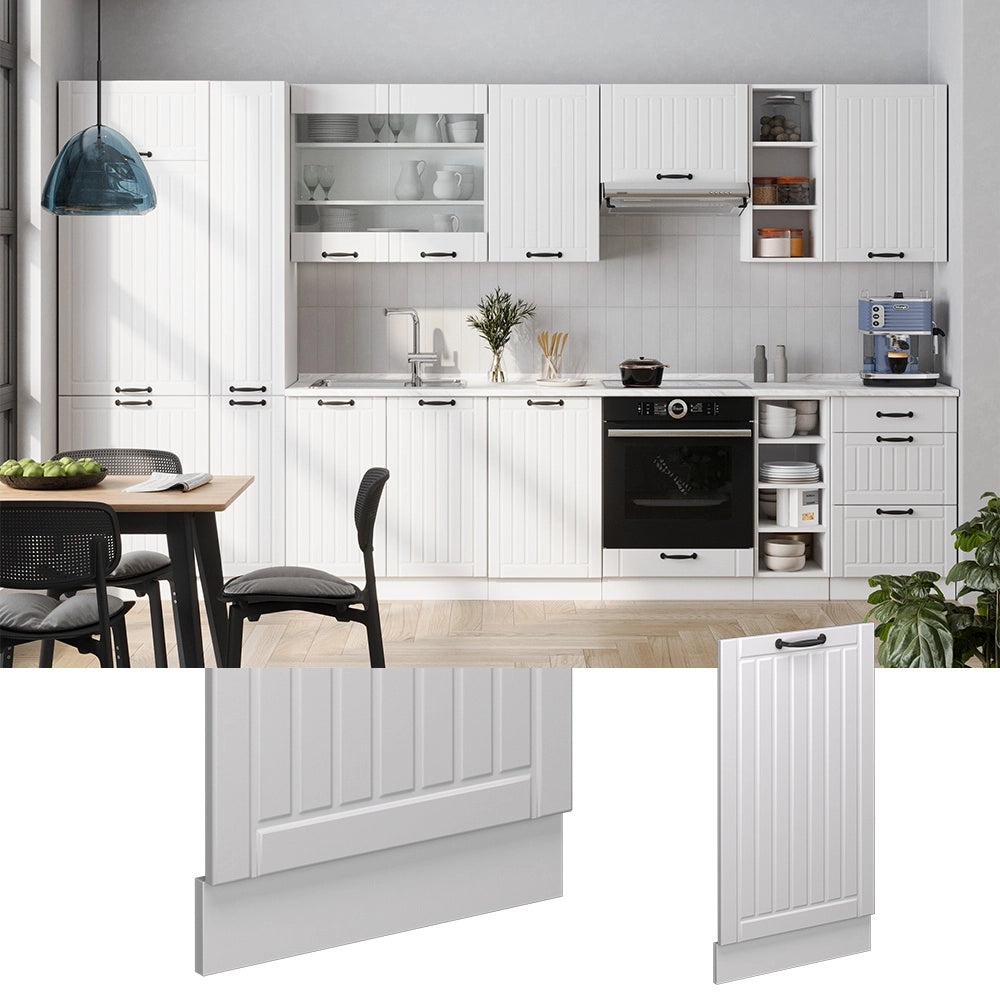 Pannello frontale della lavastoviglie Fame-Line Bianco rustico/Bianco 45 cm, PL Antracite Vicco