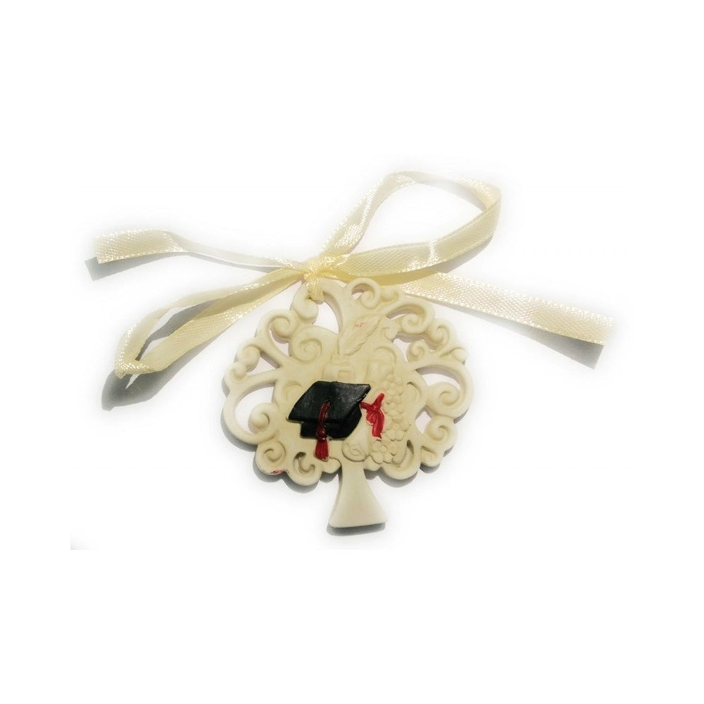 Trade Shop - Bomboniera Albero Della Vita Laurea Cappello Piuma Calamaio Ceramica Appendino -