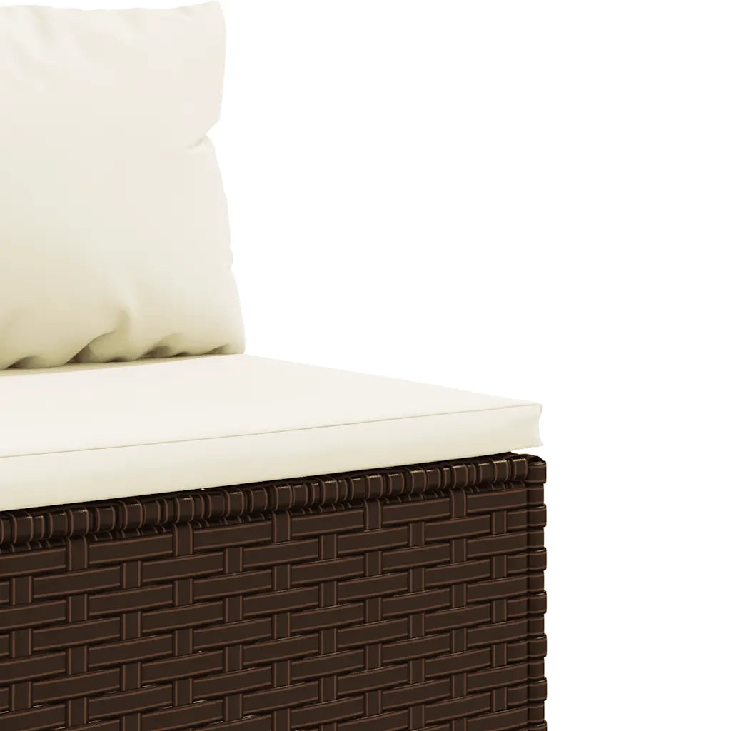 Set Divani da Giardino 9pz con Cuscini Marrone in Polyrattan