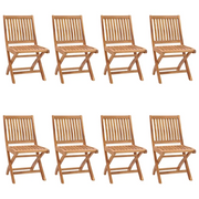 vidaXL Sedie da Giardino Pieghevoli con Cuscini 8 pz Massello di Teak