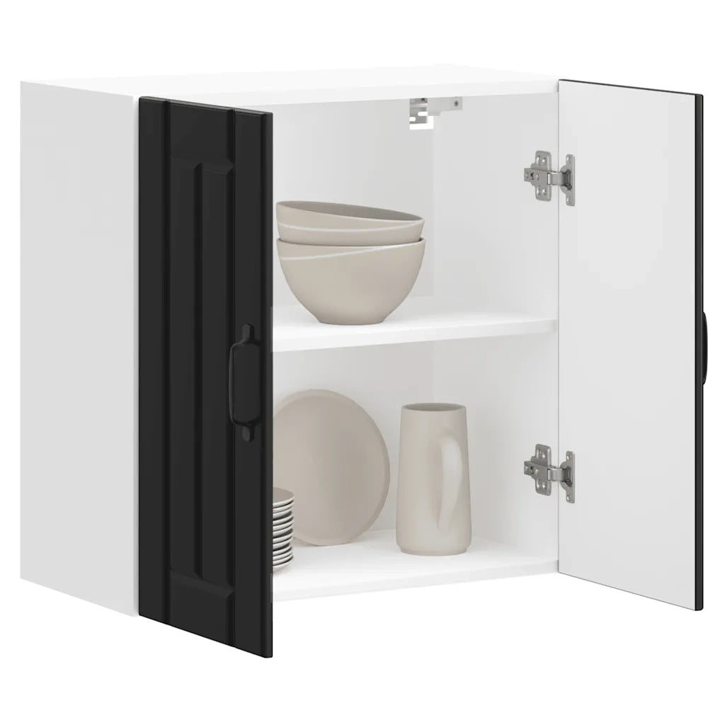 Pensile da Cucina-Mobile Cucina da Parete Lucca Nero in Legno Multistrato 805884