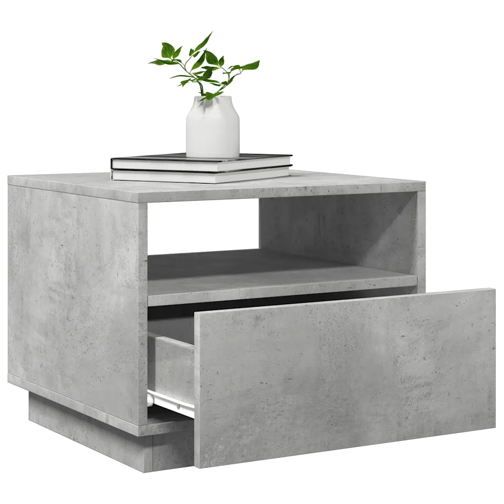 Tavolino da salotto | Tavolino da caff¨¨ | Tavolino da Soggiorno con Luci LED Grigio Cemento 50x49x40 cm