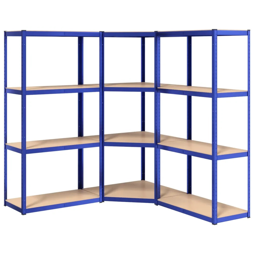 Scaffali a 4 Ripiani 3 pz Blu in Acciaio e Legno Multistrato 3154148