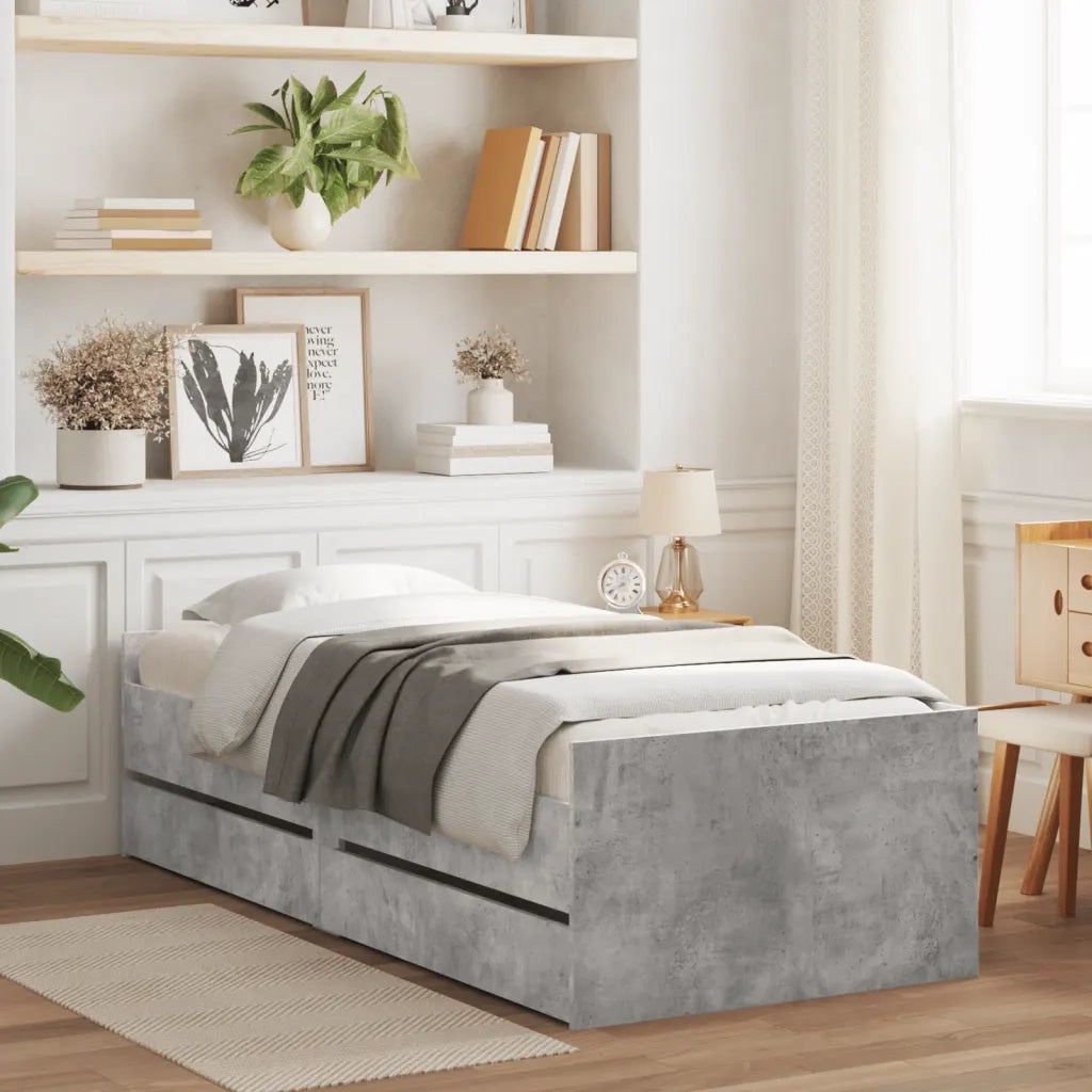 Giroletto con Cassetti-Struttura Letto con contenitore Grigio Cemento 90x200 cm 177532