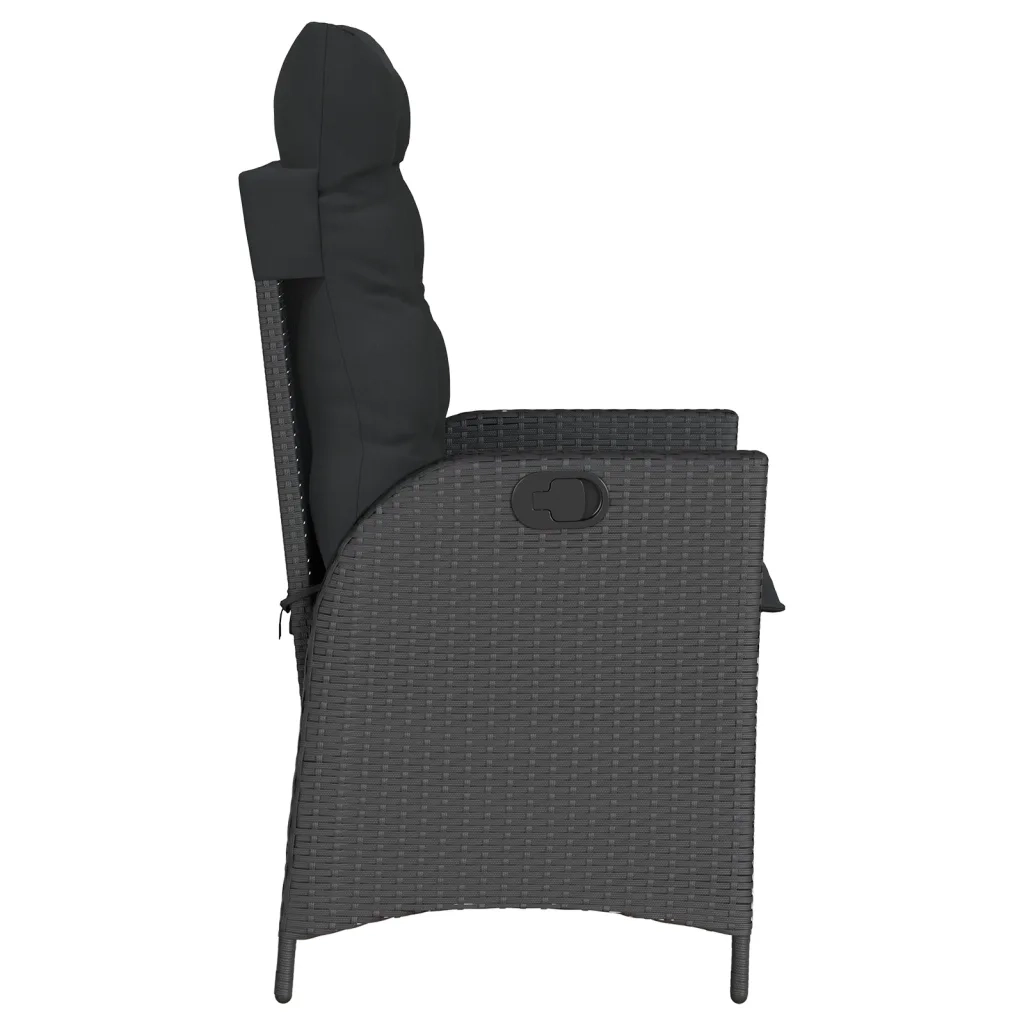 Sedie Reclinabili da Giardino 2 pz | Sedie da Esterno con Cuscini Nero Polyrattan