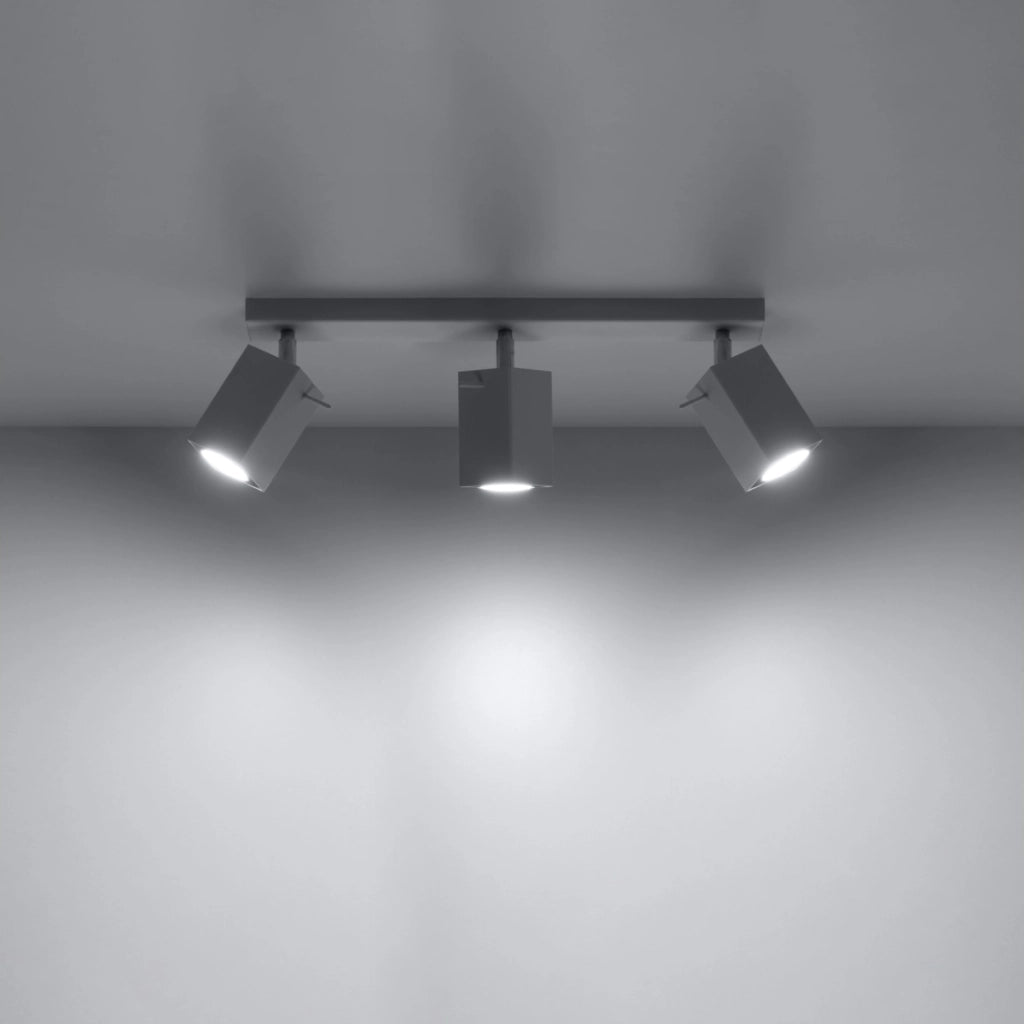 Lampada GU10 orientabile in acciaio stile industriale MERIDA a 3 luci, bianca