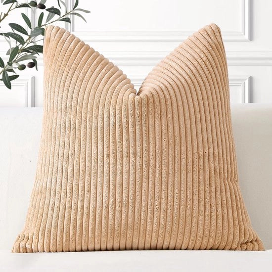 Cuscino Decorativo Corda 60x60 cm in Corduroy Ocrico per Cuscino di Banco, Sdraio e Sedia