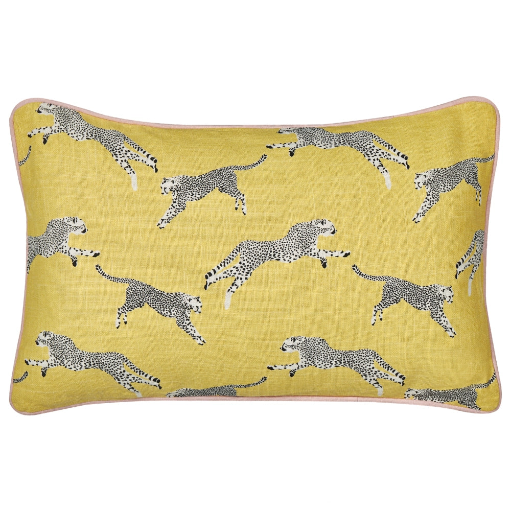 Set di 2 cuscini decorativi in cotone giallo 30 x 50 cm Motivo ghepardo stampato
