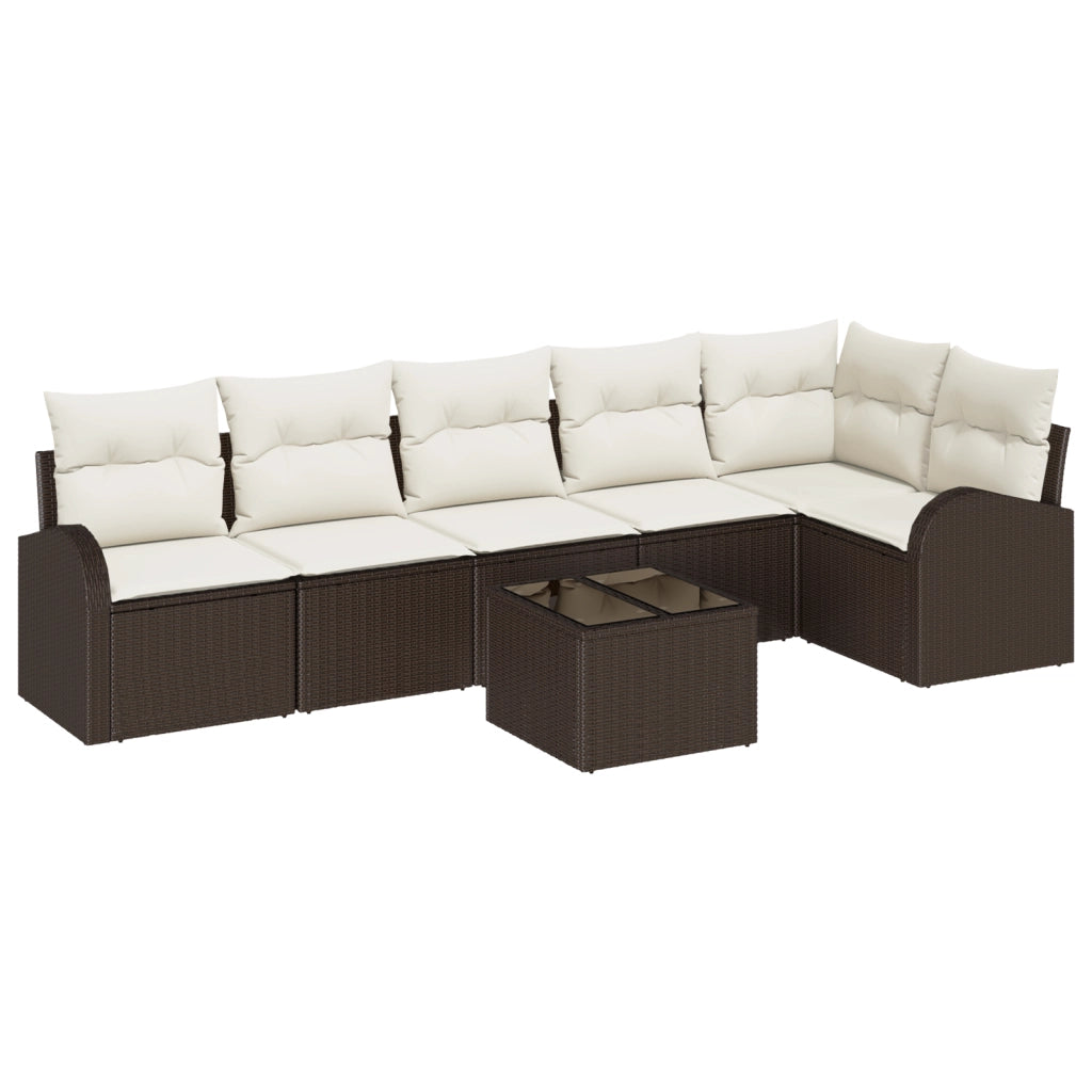 Set di divani da giardino 6 pezzi con cuscini in rattan poliestere grigio