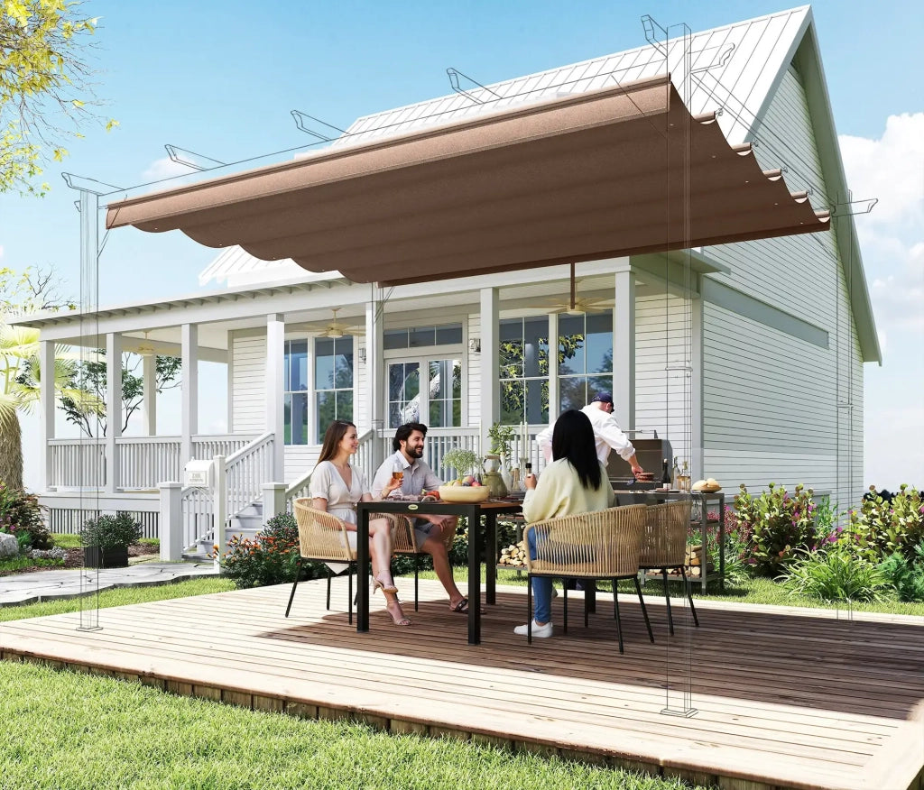 Tetto di Ricambio per Pergola Gazebo da Giardino 300x400 cm in Poliestere Caffè