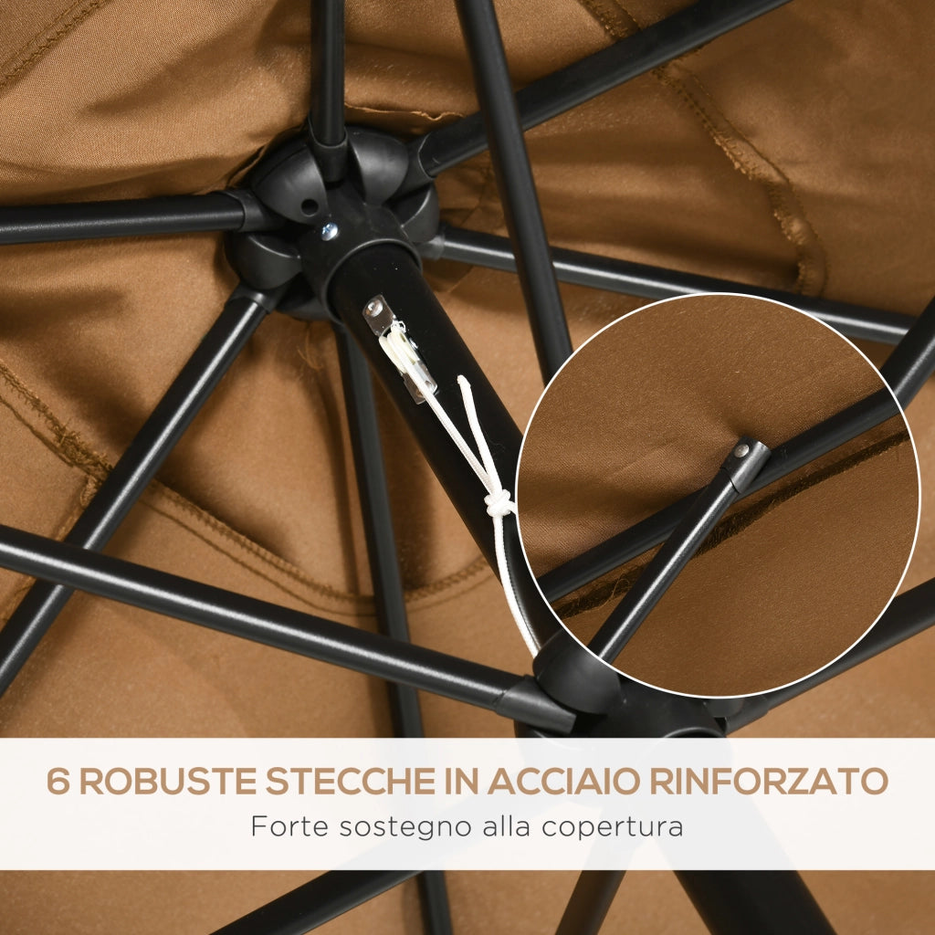Ombrellone da Giardino 2x3 m Rettangolare con Manovella e Angolazione Regolabile, Caff¨¨